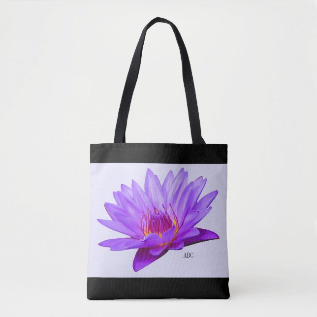 Custom Shoulder Tote Lavender Purple Water Lilies (Front)