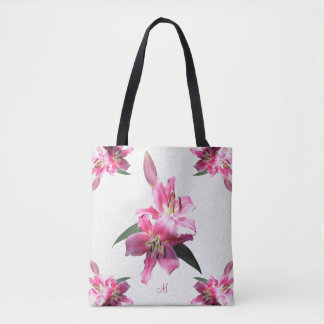 Custom Shoulder Tote Pink Lilies Flowers