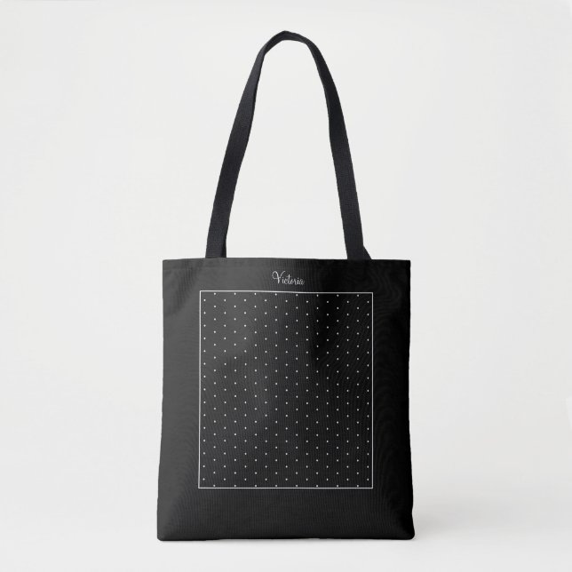 Custom Shoulder Tote Swiss Dots Polka Black Bag (Front)