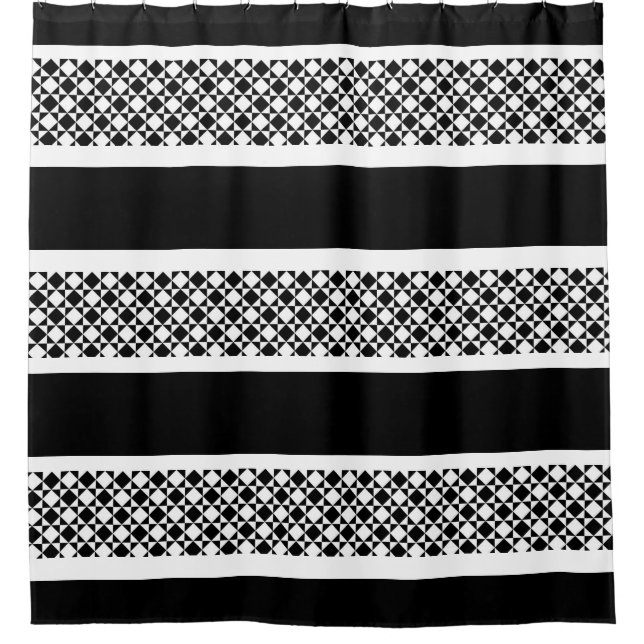 Custom Shower Curtain/Black and White Checkered Curtain (Front)
