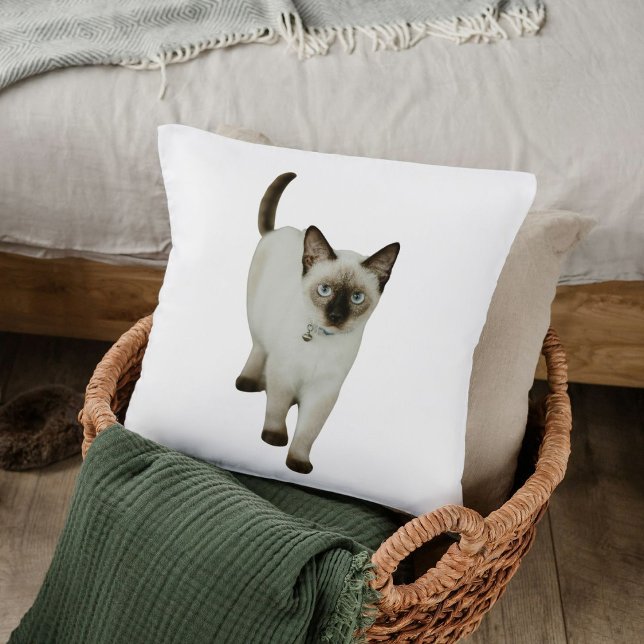 Custom Siamese Cat Chic Gift Decor Template Throw Pillow (Creator Uploaded)