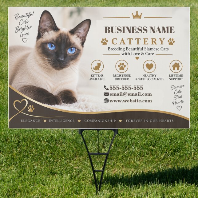 Custom Siamese Cattery Yard Sign  (Insitu)