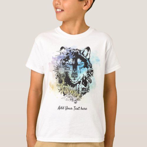 Custom Siberian Husky Animal Art  Blue Purple T_Shirt