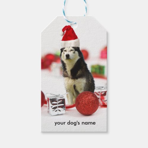 Custom Siberian Husky Christmas Ornament gift tag