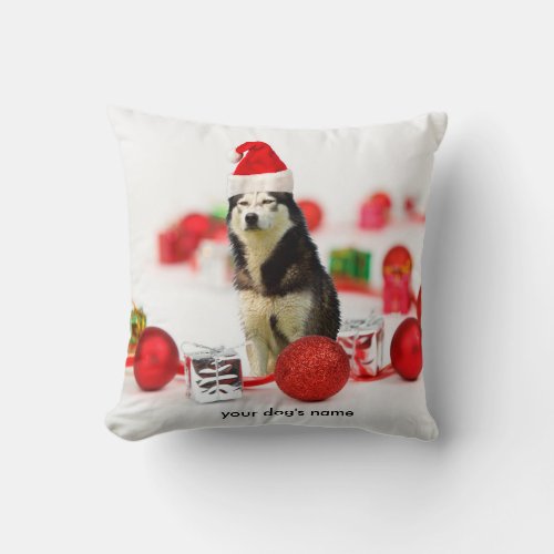 Custom Siberian Husky Christmas Ornament pillow
