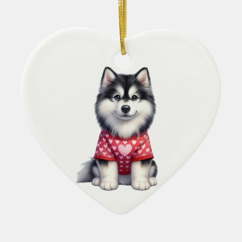 Custom Siberian Husky Dog Valentine Ceramic Ornament