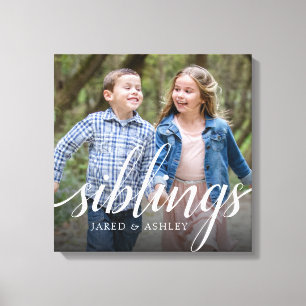Custom Siblings Brother Sister Photo Handwriting Canvas Print