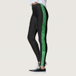 Custom Side Stripe Green Glitter Stripe on Black Leggings<br><div class="desc">Cool glitter green side Stripe on black leggings for any day fancy fashion use including st. patricks day or any other irish pride in the year. You can customize by moving green side stripe to top stripe and adjusting thickness or place side stripe on both sides for chic high end...</div>