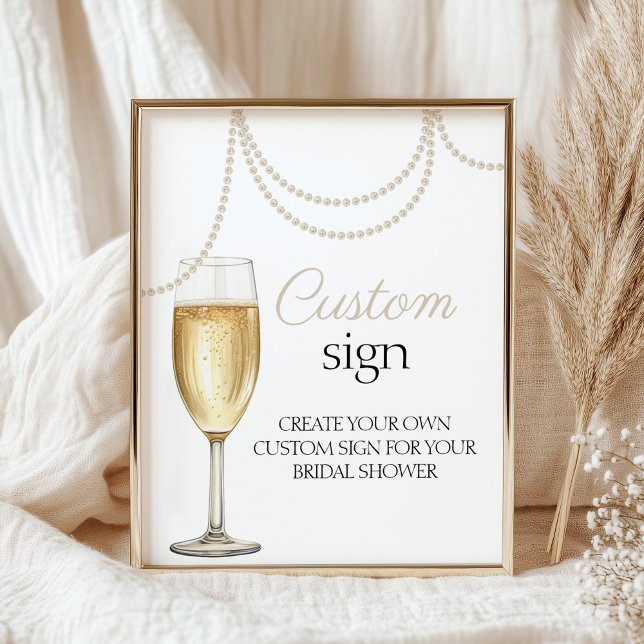 Custom Sign pearls prosecco bridal shower sign (Creator Uploaded)