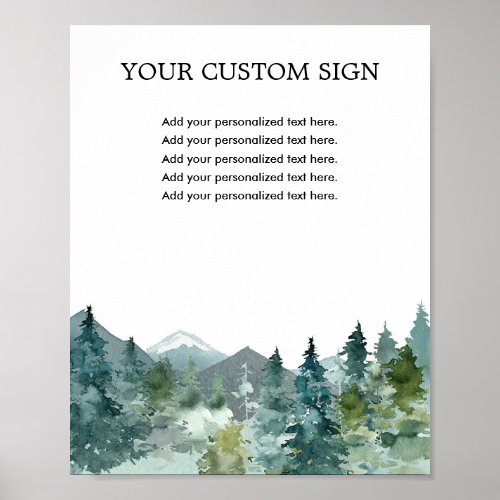Custom sign rustic mountains outdoor theme