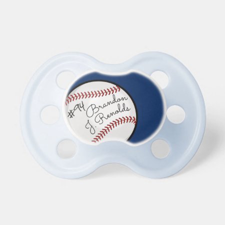 Custom Signature Baseball Pro Blue Pacifier