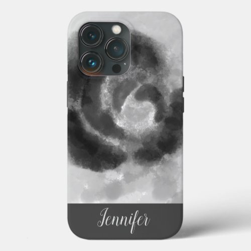 Custom Signature Black and White Watercolor Floral iPhone 13 Pro Case