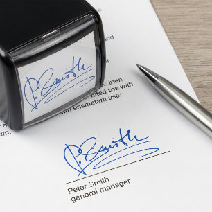Custom Signature Blue Self-inking Stamp