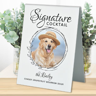 Custom Signature Drink Dog Bar Pet Wedding Photo Table Tent