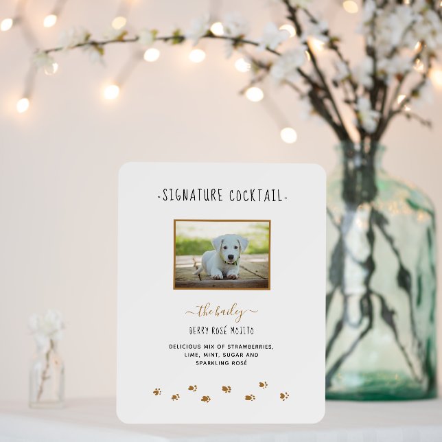 Custom Signature Drink Gold Pet Wedding Photo Foam Board (In Situ (Wedding))