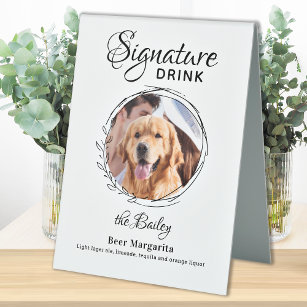 Custom Signature Drink Photo Dog Bar Pet Wedding Table Tent Sign