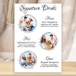 Custom Signature Drinks 3 Photo Dog Pet Wedding Poster<br><div class="desc">Signature Drinks by from your pets! Include your best dog, best cat and any pet in your wedding with his own signature drink bar for your guests. Perfect for dog lovers, and a special dog bar will be a hit at your wedding. Simple yet elegant white with eucalyptus leaves. Our...</div>