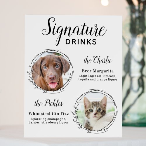 Custom Signature Drinks Dog Bar Pet Wedding Photos Foam Board