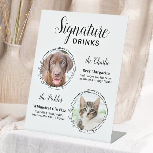 Custom Signature Drinks Dog Bar Pet Wedding Photos Pedestal Sign