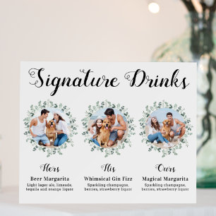 Custom Signature Drinks Elegant Pet Wedding Photos Foam Board