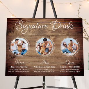 Custom Signature Drinks Rustic Dog Pet Wedding Foam Board