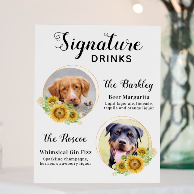 Custom Signature Drinks Sunflowers Pet Wedding  Foam Board (Creator Uploaded)