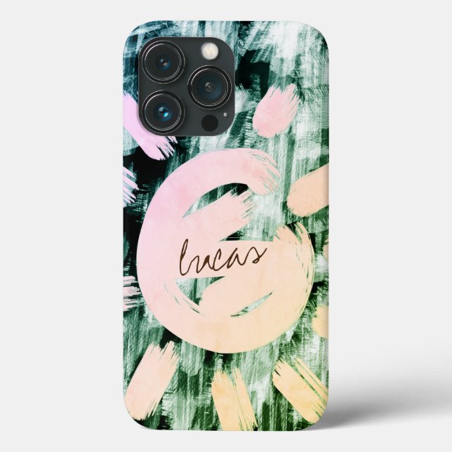 Custom Signature Faux Greenery Abstract Monogram Case-Mate iPhone Case (Back)