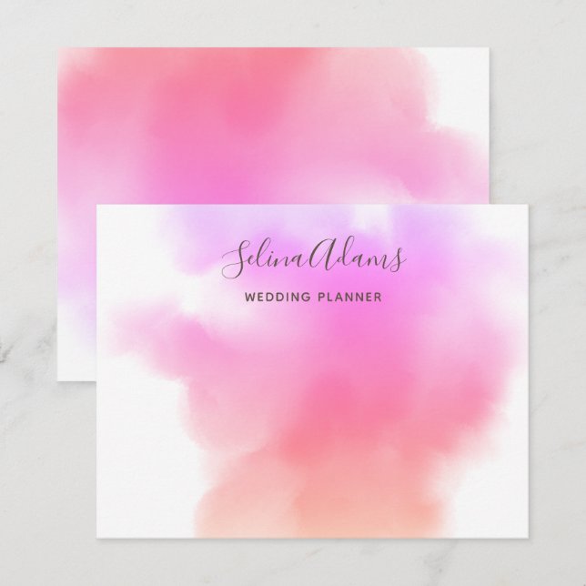 Custom Signature Rainbow Pink Gold Watercolor Note Card (Front/Back)