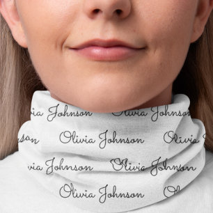 Custom Signature Script Pattern Black on White Bandana