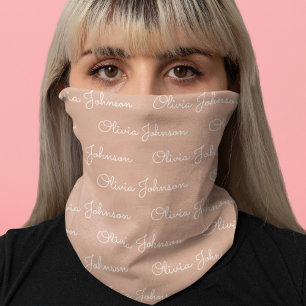 Custom Signature Script Pattern White Dusty Rose Bandana