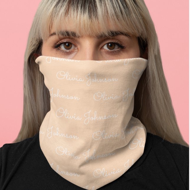 Custom Signature Script Pattern White on Peach Bandana (Custom Signature Script Pattern White on Peach Bandana)