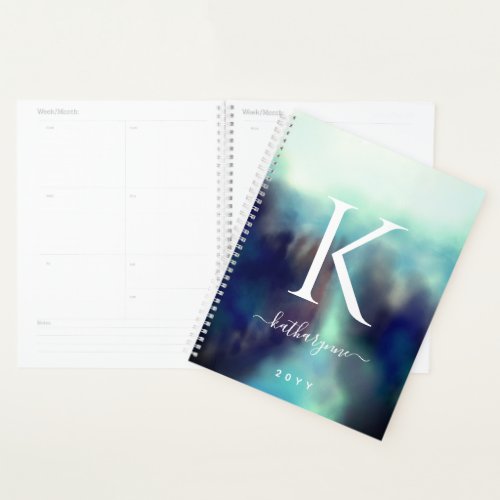 Custom Signature Watercolor Abstract Monogrammed Planner