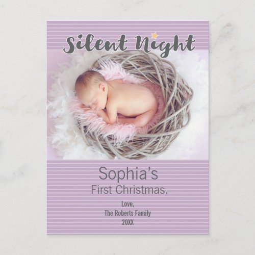 Custom Silent Night Babys First Christmas Holiday Postcard