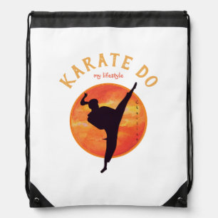 Custom Silhouette Rising Sun Martial Arts Karate Drawstring Bag