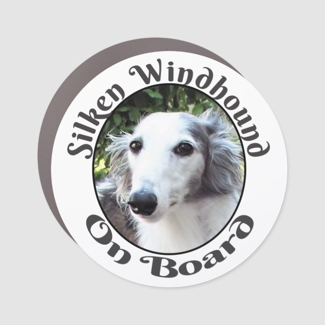 Custom Silken Windhound On Board Car Magnet (Front)