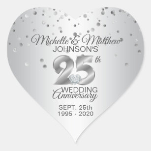 Diamond Heart 60th Wedding Anniversary Stickers, Zazzle