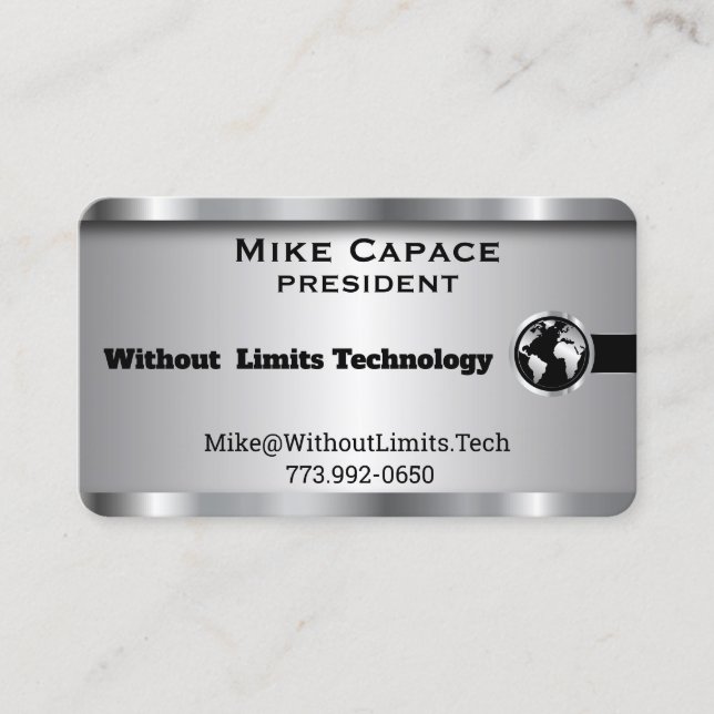 Custom - Silver and Black Business Design Business Card (Front)