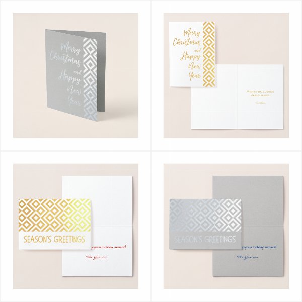 Custom Silver and Gold Foil Holiday Cards