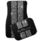 Custom Silver Black Glitter Racing Stripe Custom Car Floor Mat Custom Silver Black Glitter Racing Stripe Custom Car Floor Mat