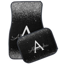Custom Silver Black Glitter Sparkle Monogram Car Floor Mat Custom Silver Black Glitter Sparkle Monogram Car Floor Mat