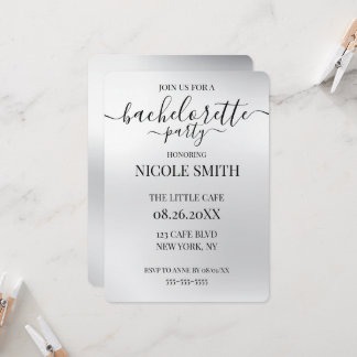 Custom Silver Blur Bachelorette Party Invitation