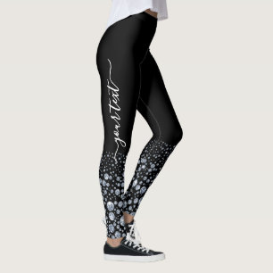 Custom Silver Diamond Glitter Bling rhinestone Leggings