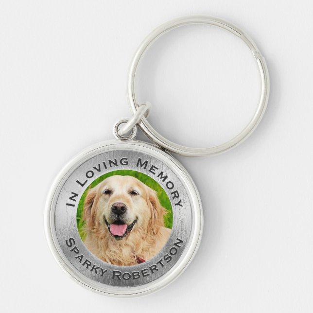 Custom Silver Dog Memorial Keychain (Front)