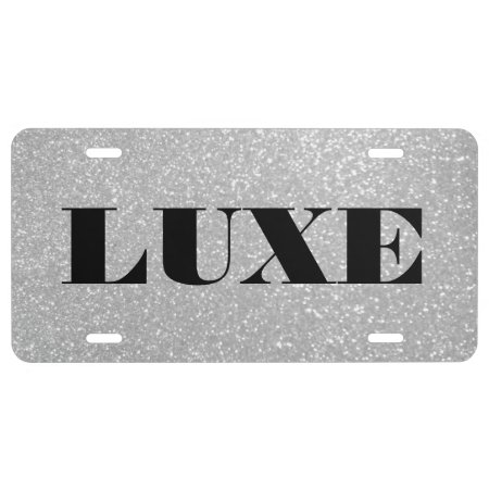 Custom Silver Faux Glitter Print License Plate
