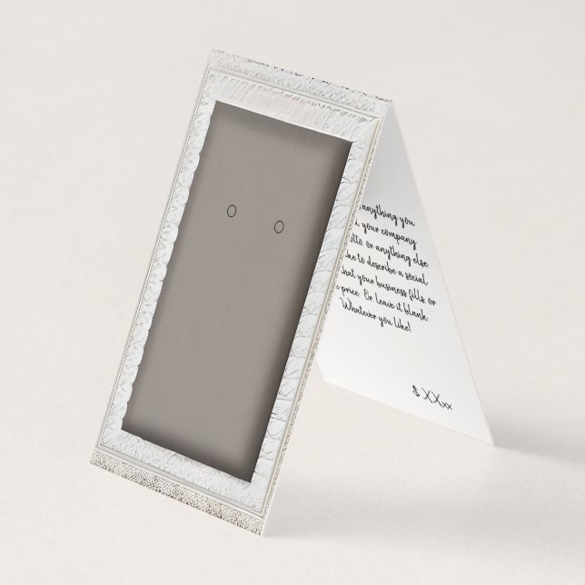 Custom Silver Frame Lace Self-Stand Earring Cards (Front)