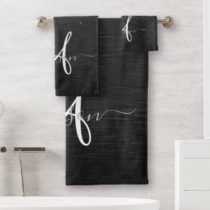 Classy Black and White Damask Bath Towel Set, Zazzle