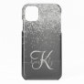 Custom Silver Glitter Black Sparkle Monogram iPhone 11 Case
