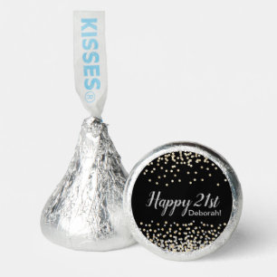 Custom Silver Gold Confetti 21st Birthday Party Hershey®'s Kisses®
