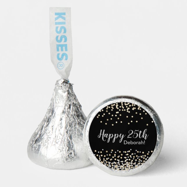 Custom Silver Gold Confetti 25th Birthday Party Hershey®'s Kisses® (Front)