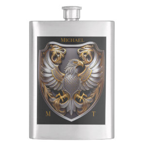 Custom Silver Gold Eagle Flask